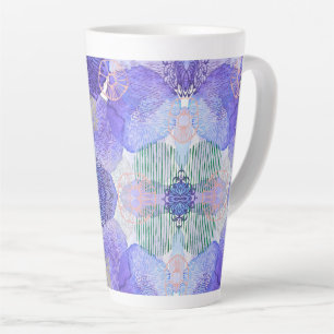 Shades of Lavender and Green Abstract Flowers Latte Mug