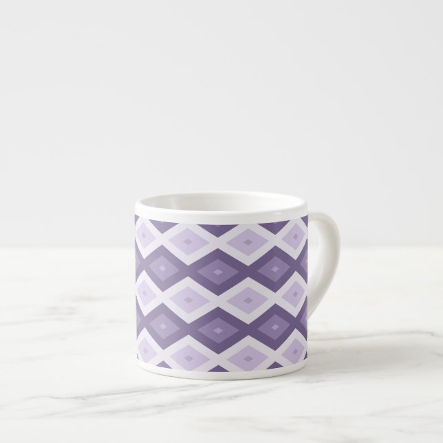 Shades of lavender diamond pattern espresso cup (Front Right)
