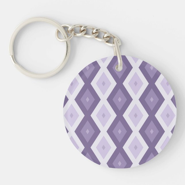 Shades of lavender diamond pattern key ring (Front)