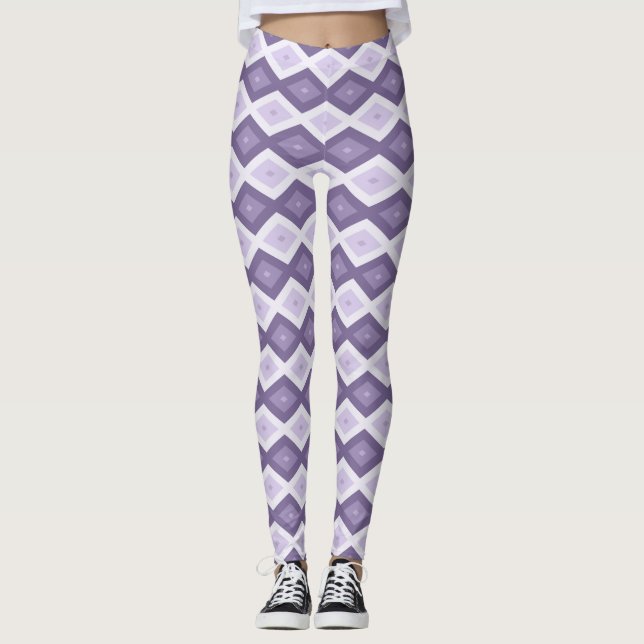 Shades of lavender diamond pattern leggings (Front)