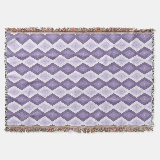 Shades of lavender diamond pattern throw blanket (Front)