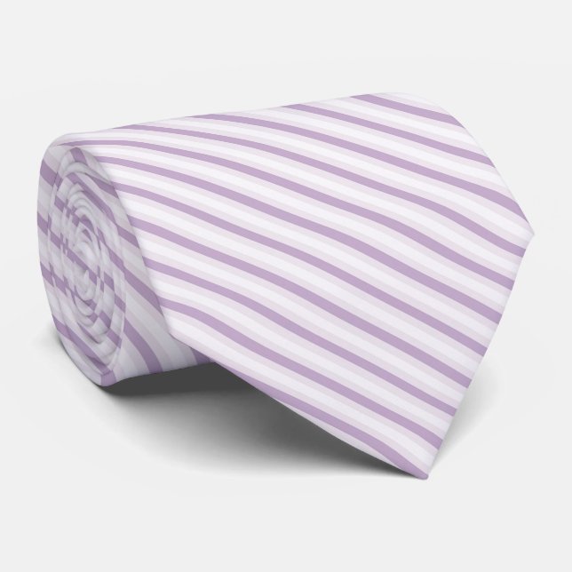 Shades of Lavender Purple Stripes Tie (Rolled)