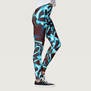 Shades of light cyan on abstract tapes up dark red leggings