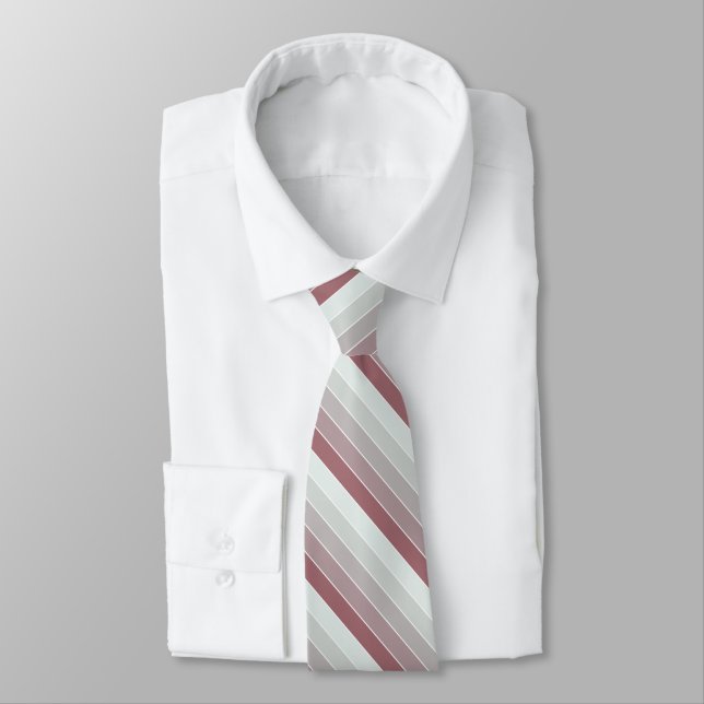 Shades of Light Pink Green Stripes Tie (Tied)