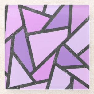 Shades of lilac stained glass pattern coaster