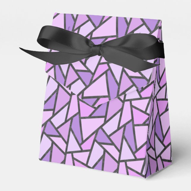 Shades of lilac stained glass pattern favour box (Front Side)