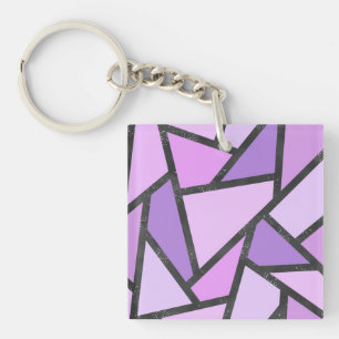 Shades of lilac stained glass pattern key ring