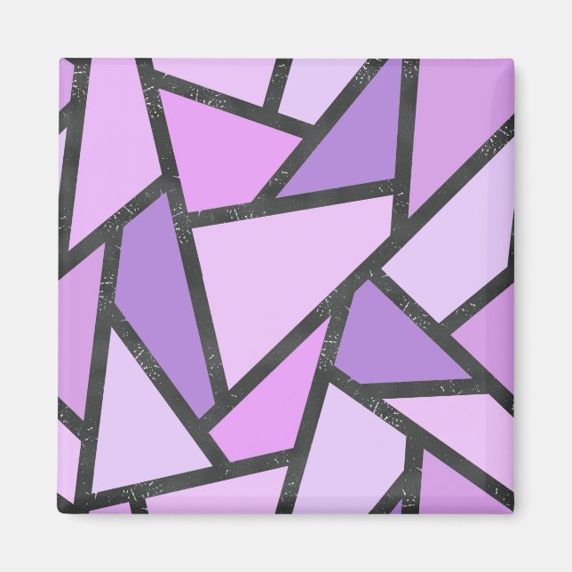 Shades of lilac stained glass pattern magnet (Front)