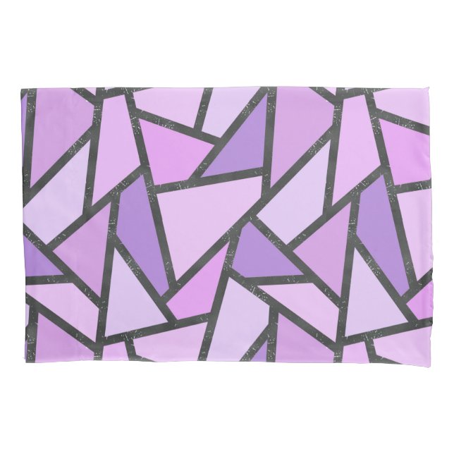 Shades of lilac stained glass pattern pillowcase (Front)