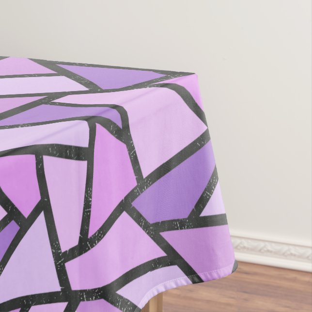 Shades of lilac stained glass pattern tablecloth (In Situ)