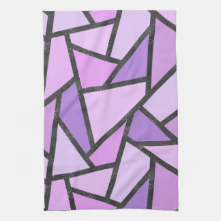 Shades of lilac stained glass pattern tea towel