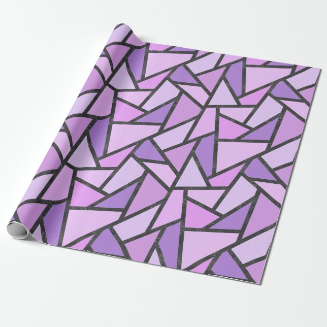Shades of lilac stained glass pattern wrapping paper (Unrolled)