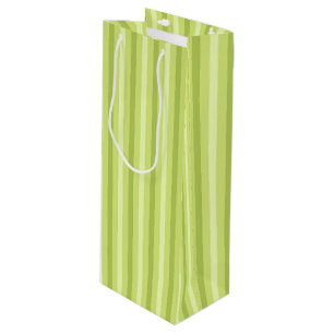 SHADES OF LIME GREEN STRIPES WINE GIFT BAG