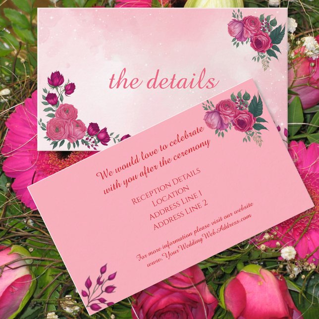Shades of Magenta Pink Rose Modern Wedding   Enclosure Card (Creator Uploaded)