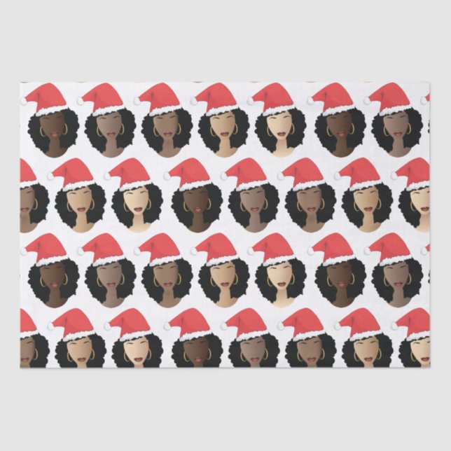 Shades of Melanin Black Women Christmas Santa Hats Tissue Paper (Front)