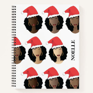 Shades of Melanin, Black Women, Merry Christmas Notebook