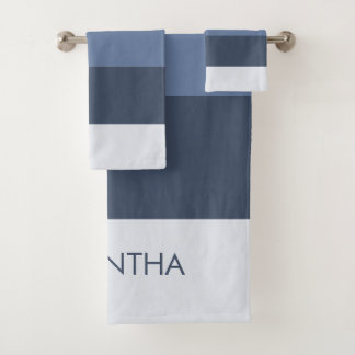Shades of Modern Color Blocks Stripes Personalize Bath Towel Set