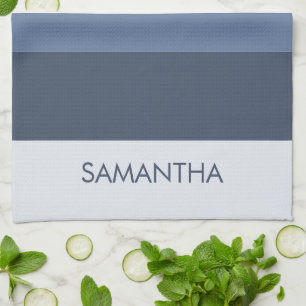 Shades of Modern Color Blocks Stripes Personalize Tea Towel