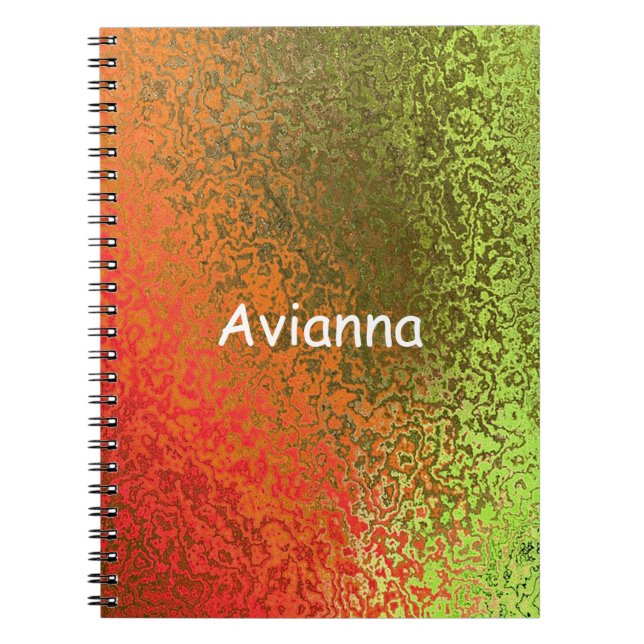 Shades of Orange and Green Add Name Notebook (Front)