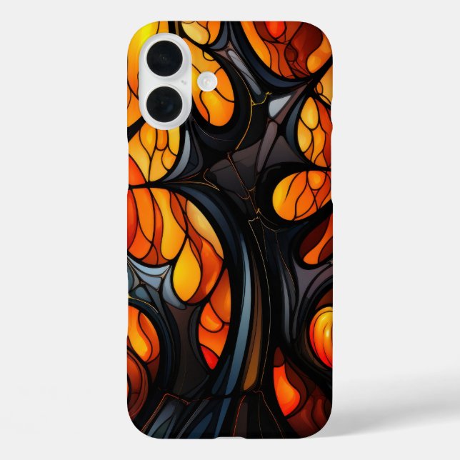 SHADES OF ORANGE & BLACK SPOOKY HALLOWEEN TREE Case-Mate iPhone CASE (Back)