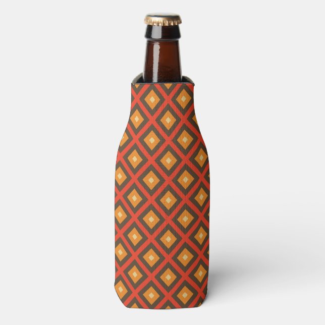 SHADES OF ORANGE & BROWN FALL PATTERNS BOTTLE COOLER (Bottle Front)