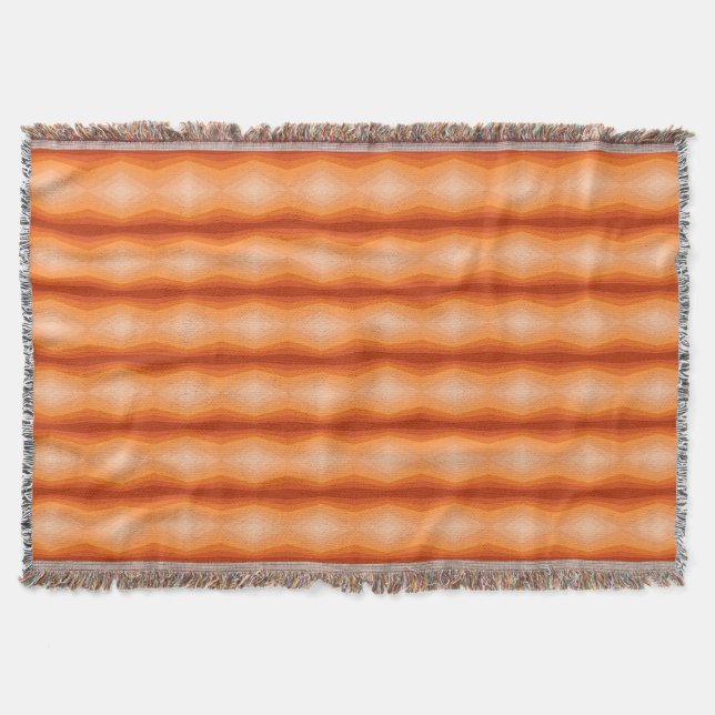 Shades Of Orange Geometric Abstract Art Throw Blanket (Front)