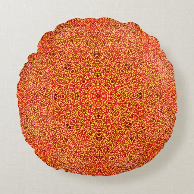 Shades of Orange Mandala Round Cushion (Front)
