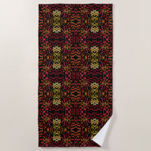Shades Of Orange Red Yellow Ribbon Art Design Beach Towel