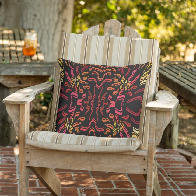 Shades Of Orange Red Yellow Ribbon Art Design Cushion (Chair)
