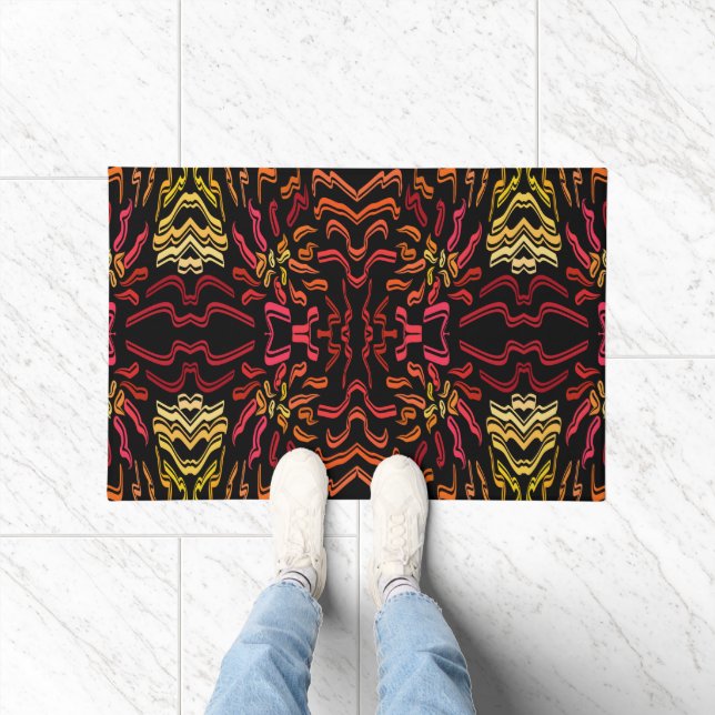 Shades Of Orange Red Yellow Ribbon Art Design Doormat (Indoor)