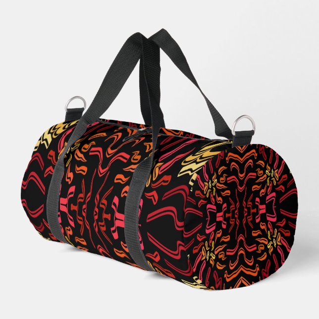 Shades Of Orange Red Yellow Ribbon Art Design Duffle Bag (Left Corner)