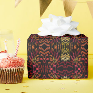 Shades Of Orange Red Yellow Ribbon Art Design Wrapping Paper