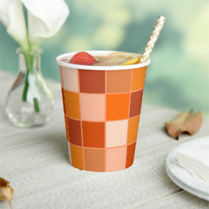 Shades of Orange Squares Paper Cups