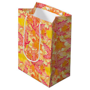 SHADES OF ORANGE & YELLOW & RED FALL LEAVES MEDIUM GIFT BAG