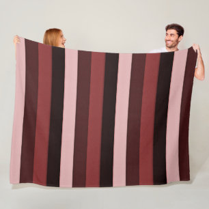 Shades of Pink and Burgundy Striped Fleece Blanket