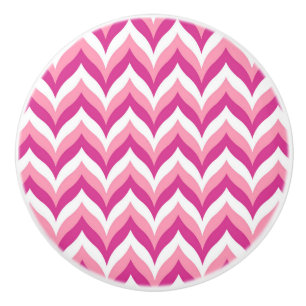 Shades Of Pink And White Zigzag Chevron Pattern Ceramic Knob