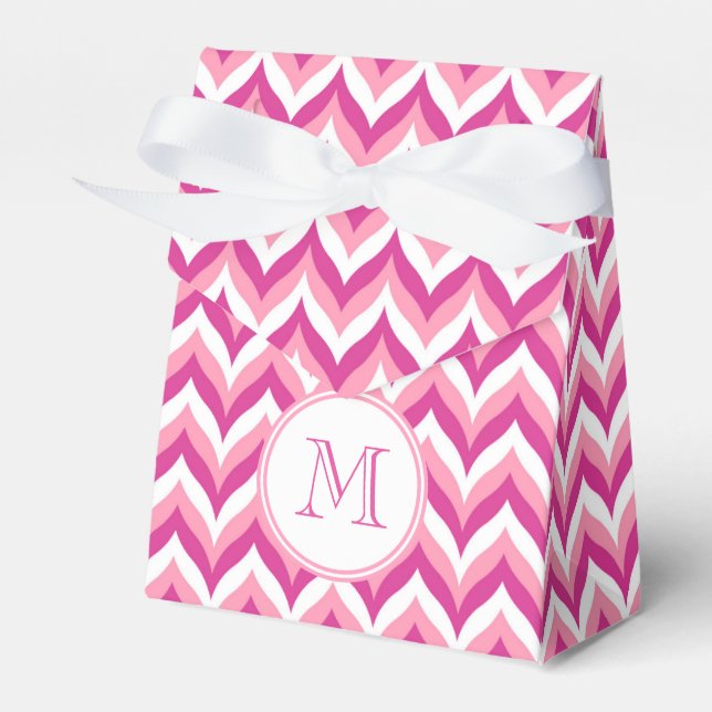 Shades Of Pink And White Zigzag Chevron Pattern Favour Box (Front Side)