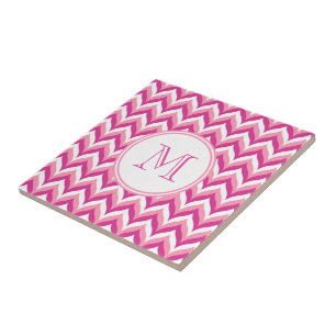 Shades Of Pink And White Zigzag Chevron Pattern Tile