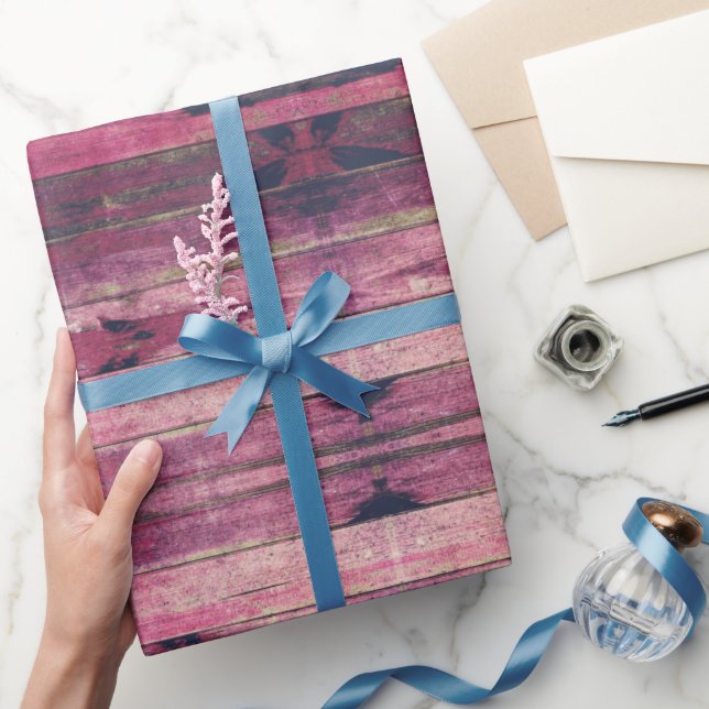 Shades Of Pink Colourful Rustic Wood Look Wrapping Paper (Gifting)