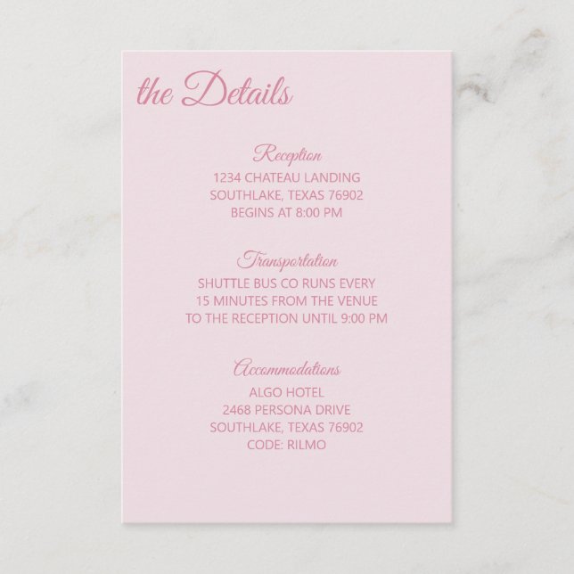 Shades of Pink Details Enclosure Card (Front)