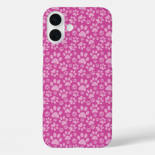 SHADES OF PINK DOG PAW PRINTS iPhone 16 PLUS CASE