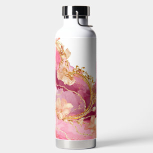 SHADES OF PINK & GOLD AGATE LIQUID PATTERN WATER BOTTLE