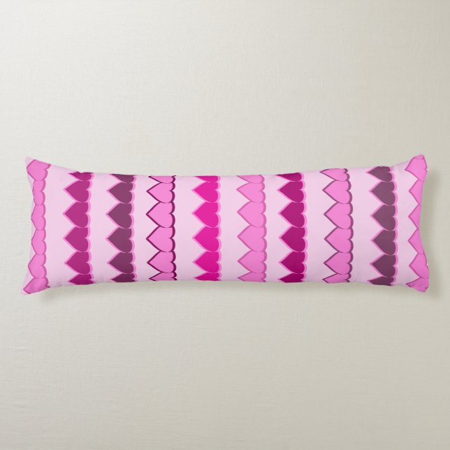 Shades of Pink Heart Rows Body Cushion (Front)