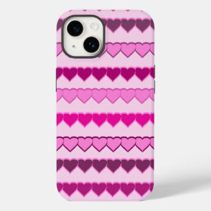 Shades of Pink Heart Rows Case-Mate iPhone 14 Case
