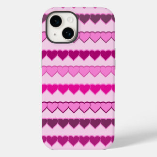 Shades of Pink Heart Rows Case-Mate iPhone 14 Case
