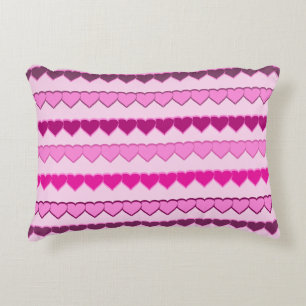 Shades of Pink Heart Rows Decorative Cushion