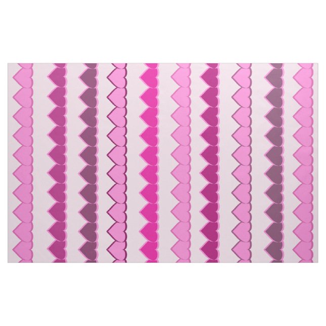 Shades of Pink Heart Rows Fabric (Yard)
