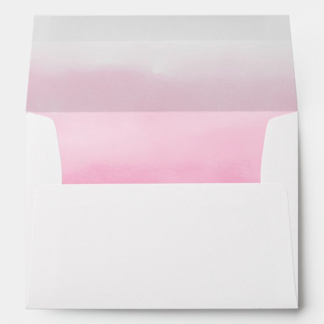 Shades of Pink Ombre Watercolor Lined Envelope (Back (Bottom))