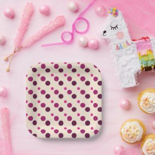 Shades of Pink Polka Dots Paper Plate