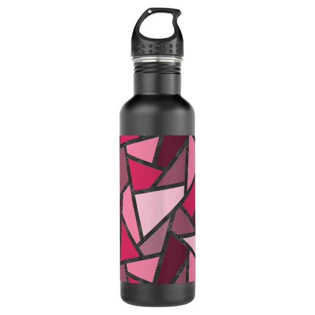 Shades of pink stained glass pattern 710 ml water bottle (Front)
